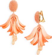 Oscar de la Renta Impatiens Petal Dangle Clip-On Earrings