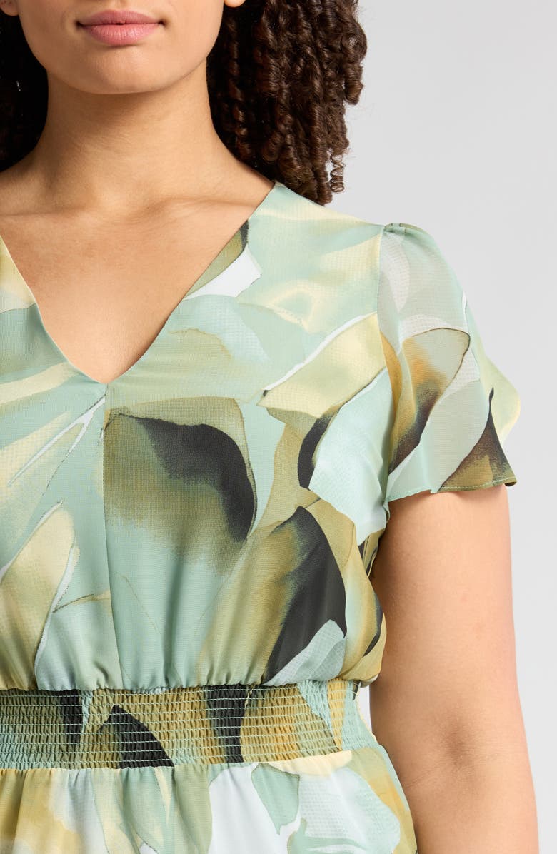 Anne Klein Abstract Print Handkerchief Hem Chiffon Dress, Alternate, color, 