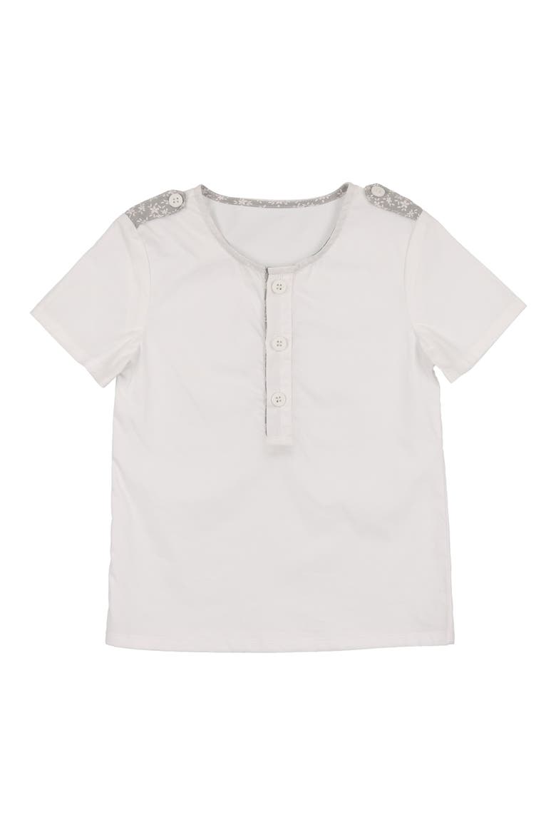 Kids' Floral Epaulet Cotton Blend Henley, Main, color, SLATE/ WHITE