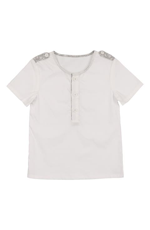 Kids' Floral Epaulet Cotton Blend Henley (Toddler)