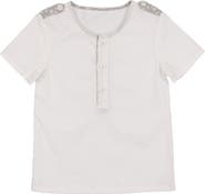 Manière Kids' Floral Epaulet Cotton Blend Henley