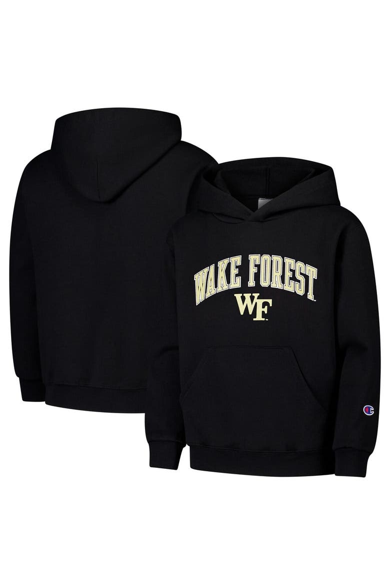 Youth Champion Black Wake Forest Demon Deacons Campus Pullover Hoodie, Main, color, Black