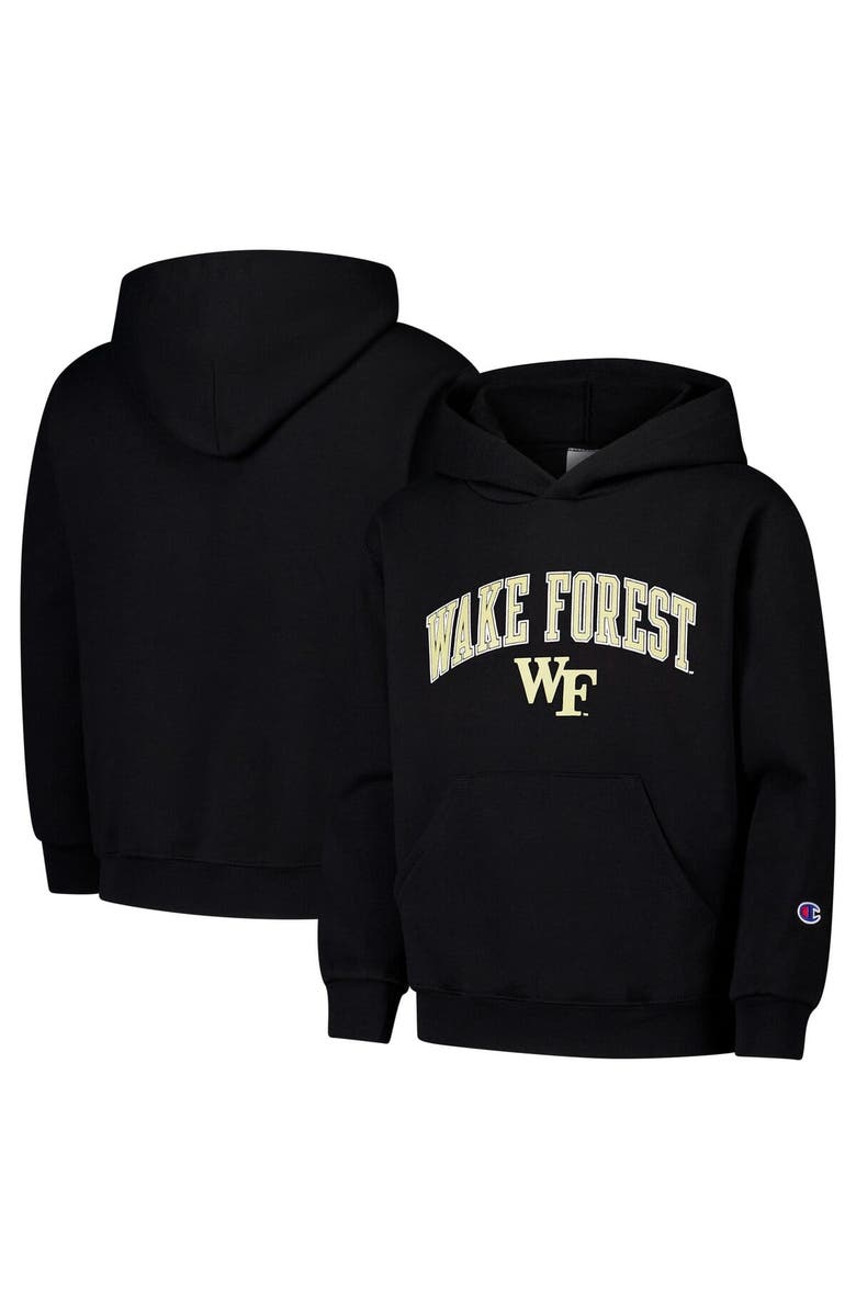 Champion Youth Champion Black Wake Forest Demon Deacons Campus Pullover Hoodie, Main, color, Black