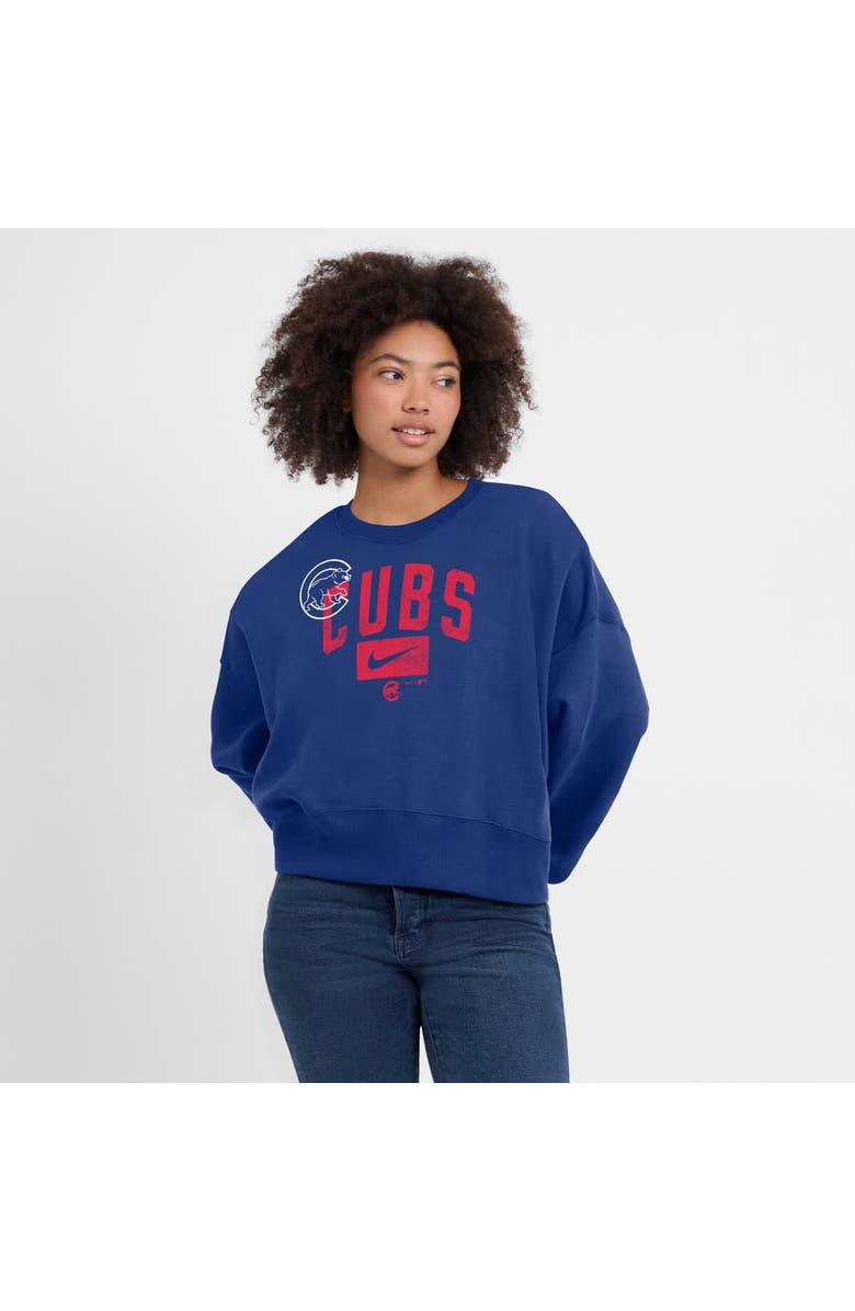 Nike Women's Nike Royal Chicago Cubs Oversized Long Sleeve Cropped Sweatshirt, Alternate, color, 