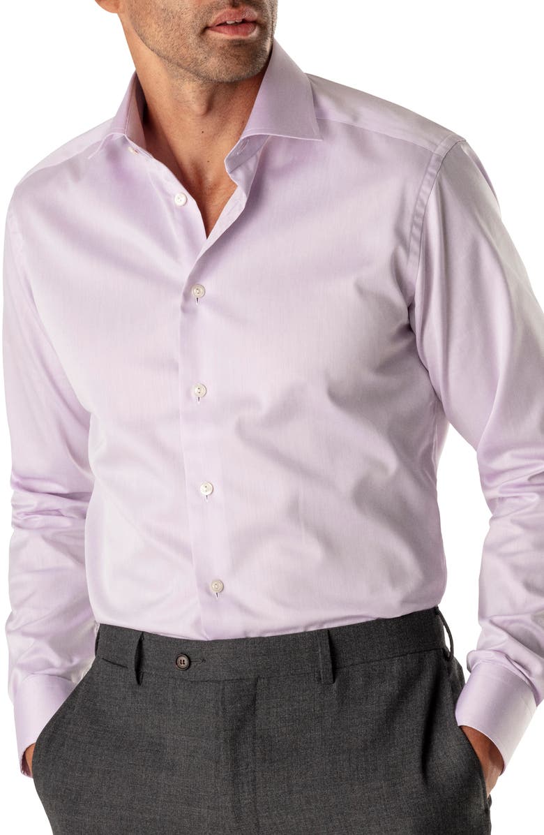 Eton Contemporary Fit Twill Dress Shirt, Main, color, Purple