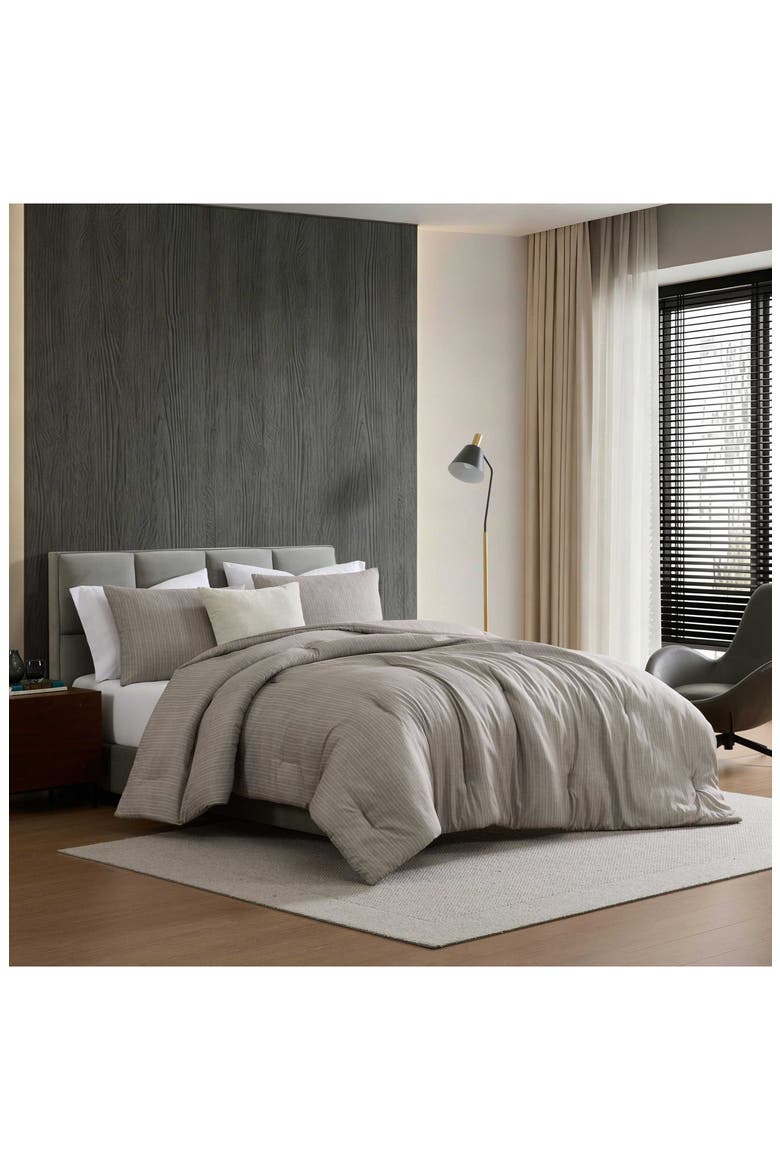Linen Texture Stripe Comforter Set, Alternate, color, SOFT BROWN