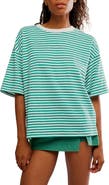 Free People Stripe Relaxed Fit Cotton T-Shirt