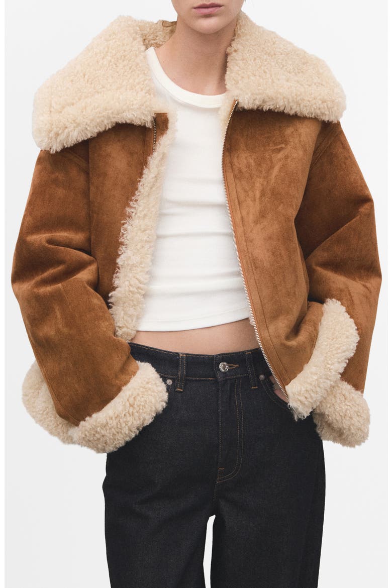 Adriana Faux ShearlingJacket, Main, color, BROWN