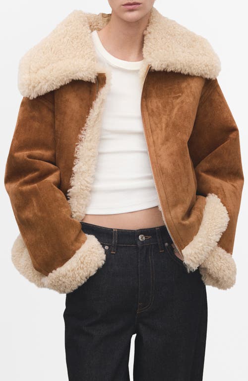MANGO Adriana Faux ShearlingJacket in Brown at Nordstrom, Size Small