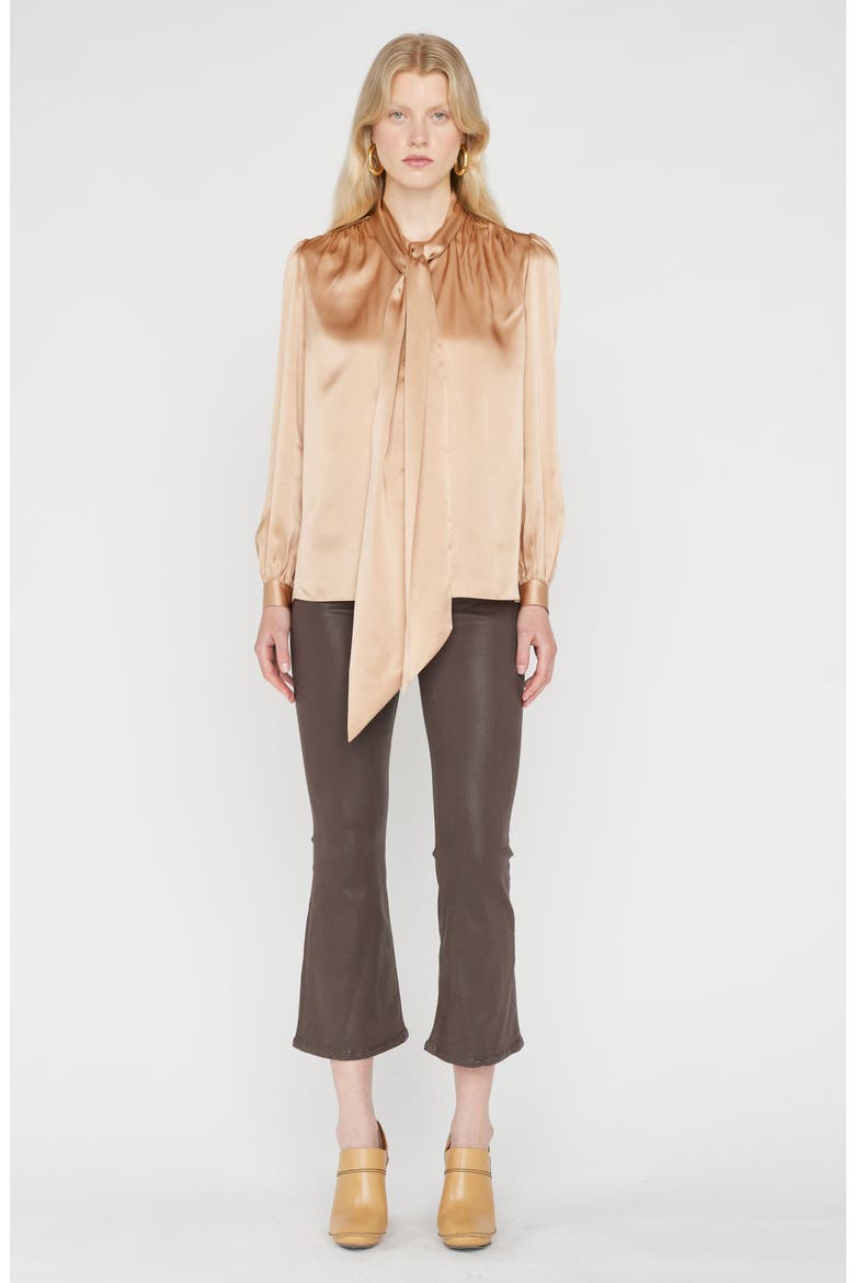 Tie Neck Silk Blouse, Alternate, color, BLUSH