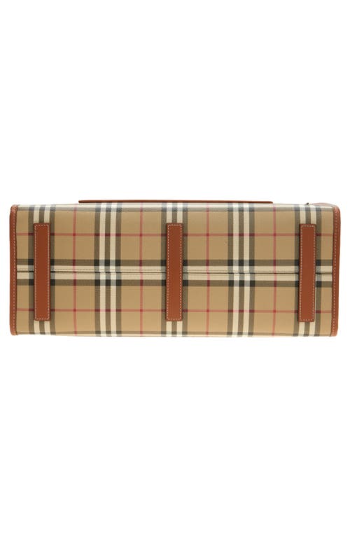 Burberry Medium Freya Check Coated Canvas Tote In Brown