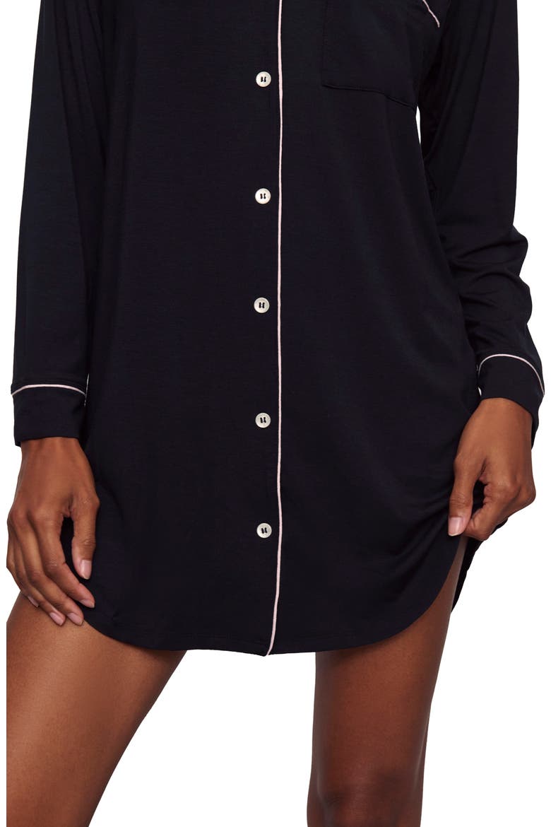 Gisele Jersey Knit Sleep Shirt, Alternate, color, BLACK/ SORBET PINK