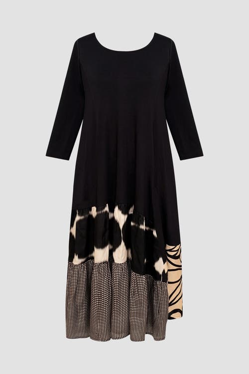 ALEMBIKA ALEMBIKA TIERED MIXED MEDIA MIDI DRESS