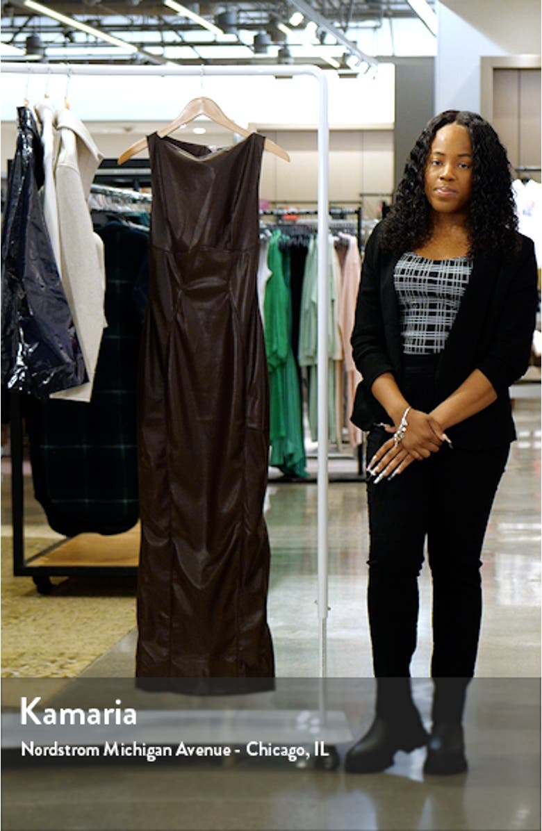 Sahara Faux Leather Body-Con Maxi Dress, sales video thumbnail