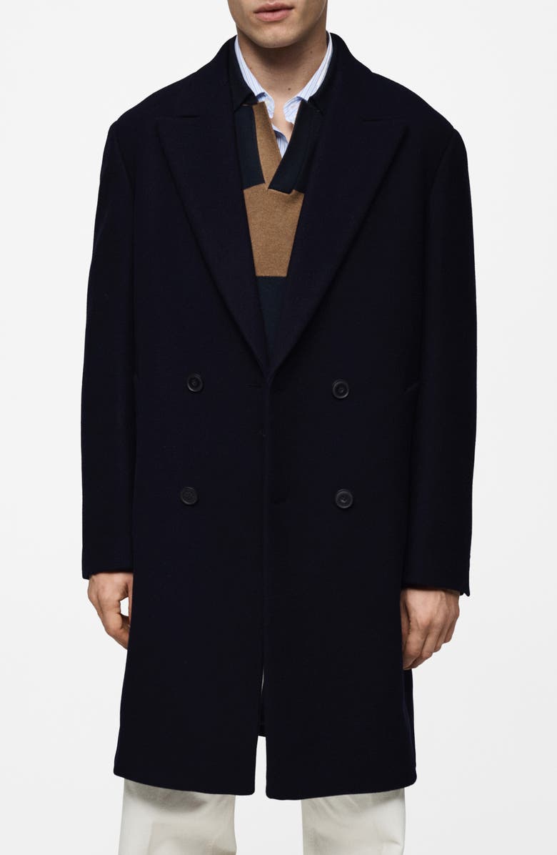 MANGO Classic Water Repellent Wool Blend Coat, Main, color, 