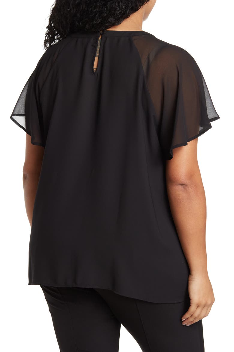 Crewneck Sheer Raglan Top, Alternate, color, BLACK