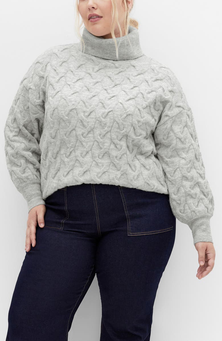 City Chic Kaliyah Turtleneck Sweater, Main, color, Grey