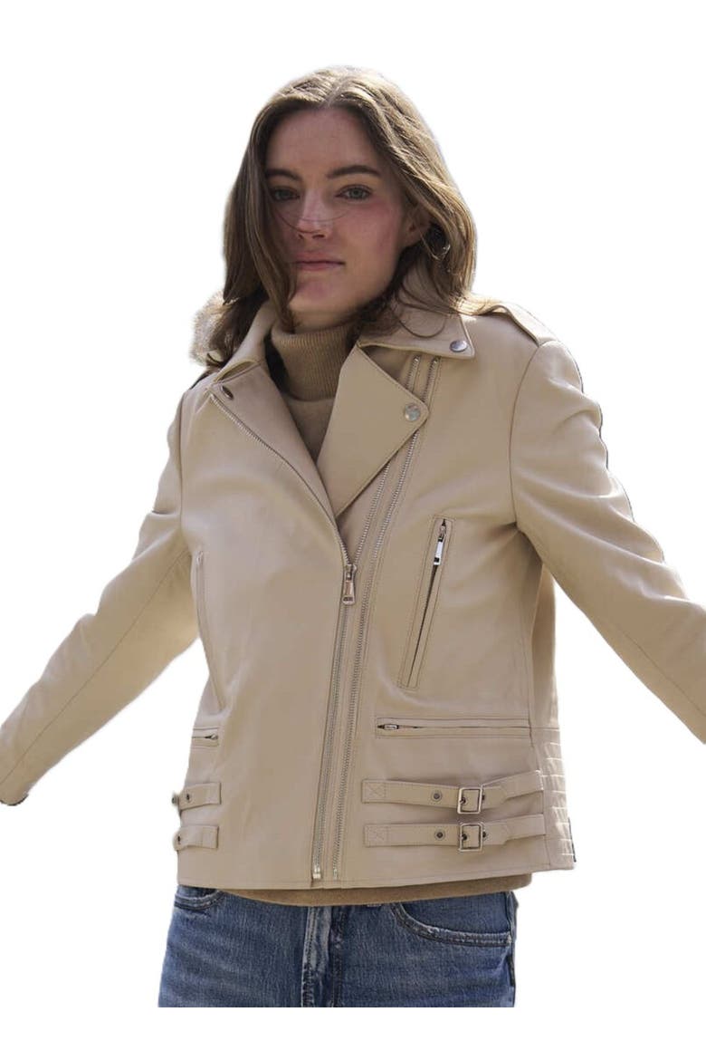 Leather Jacket, Main, color, BEIGE