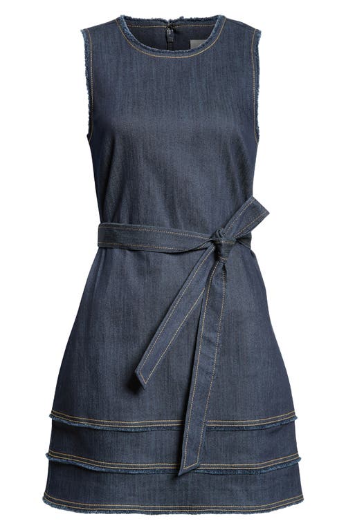 Cinq À Sept Mindie Sleeveless Tie Waist Denim Minidress In Indigo