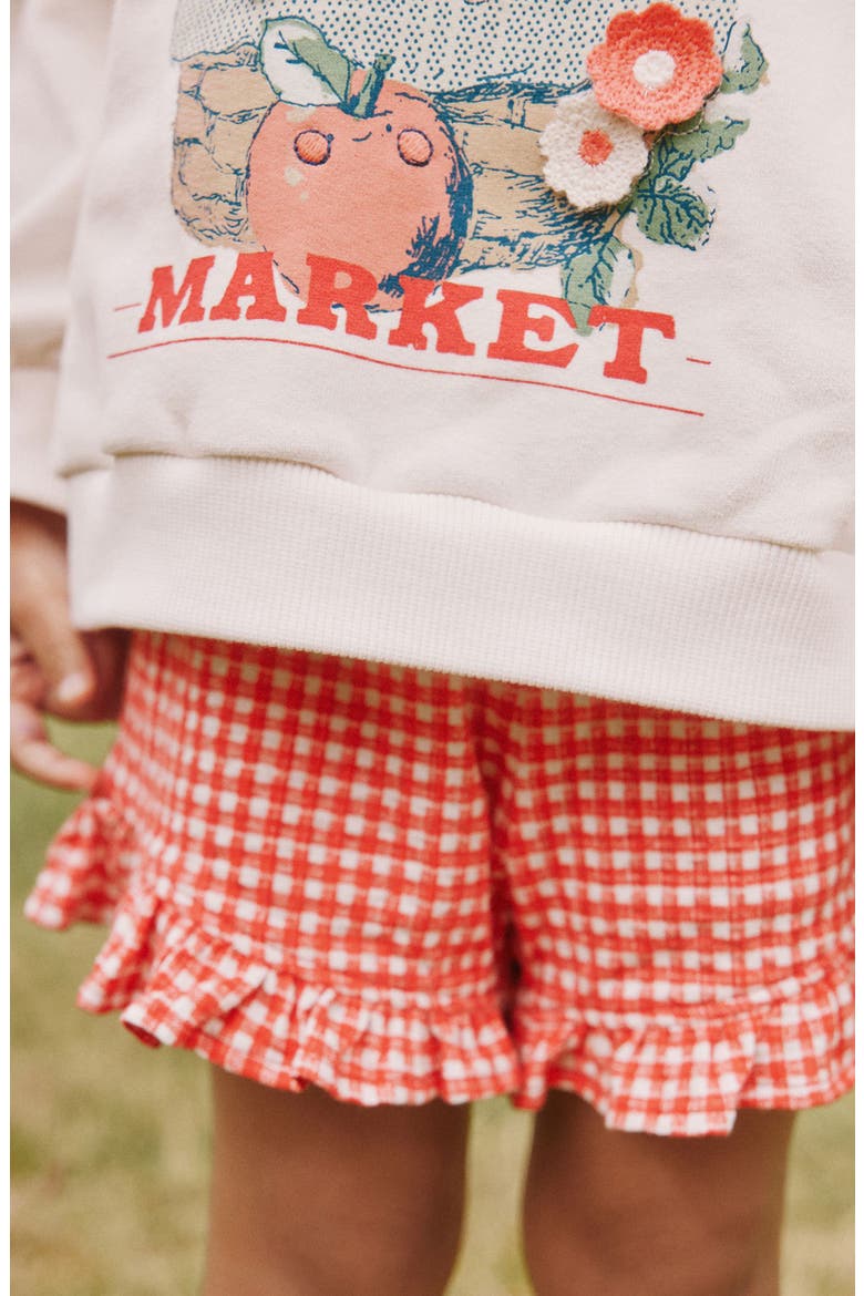 Kids' Fruit Sweatshirt & Frill Shorts Set, Alternate, color, CREAM