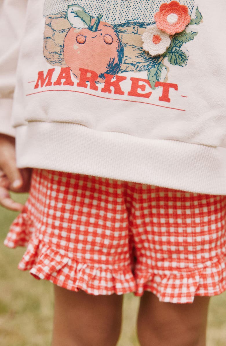 NEXT Kids' Fruit Sweatshirt & Frill Shorts Set, Alternate, color, Cream