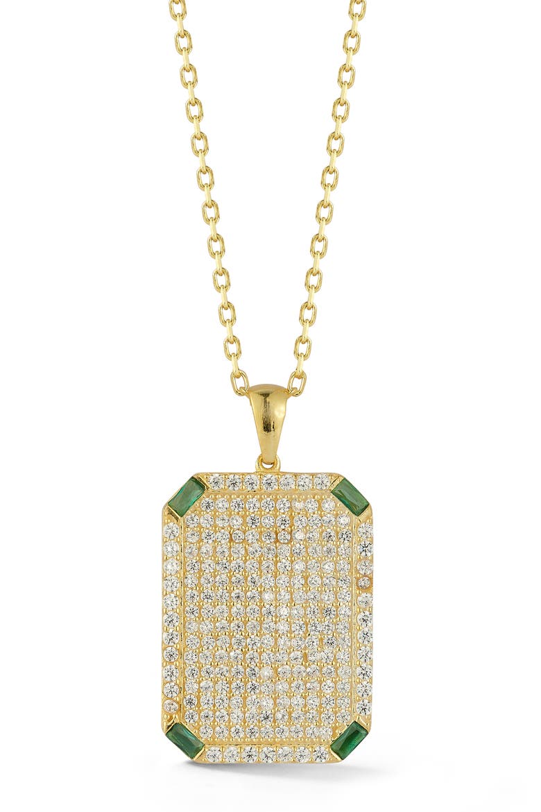 Pavé Dog Tag Pendant Necklace, Main, color, GOLD