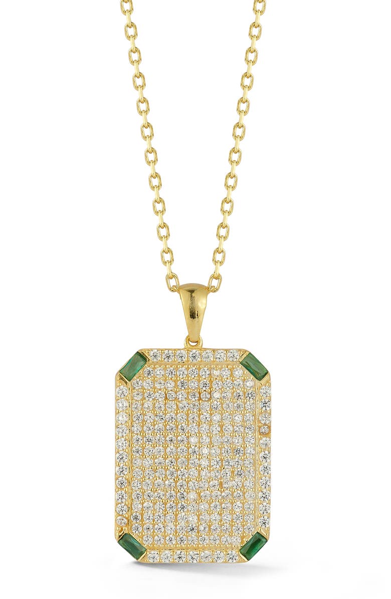 SPHERA MILANO Pavé Dog Tag Pendant Necklace, Main, color, Gold