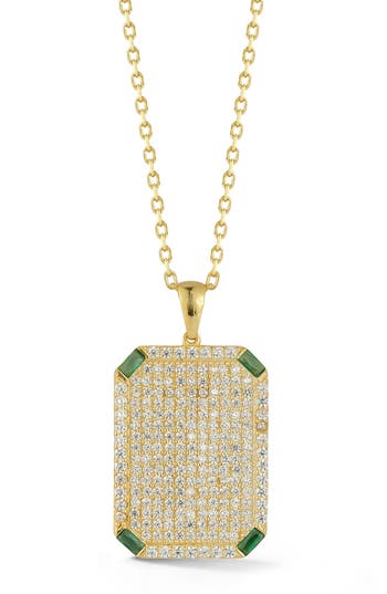 Sphera Milano 14k Over Silver Cz Tag Pendant Necklace In Gold