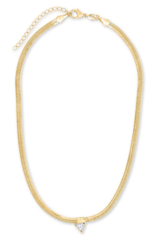 Sterling Forever Ruth Cubic Zirconia Pendant Herringbone Chain Necklace