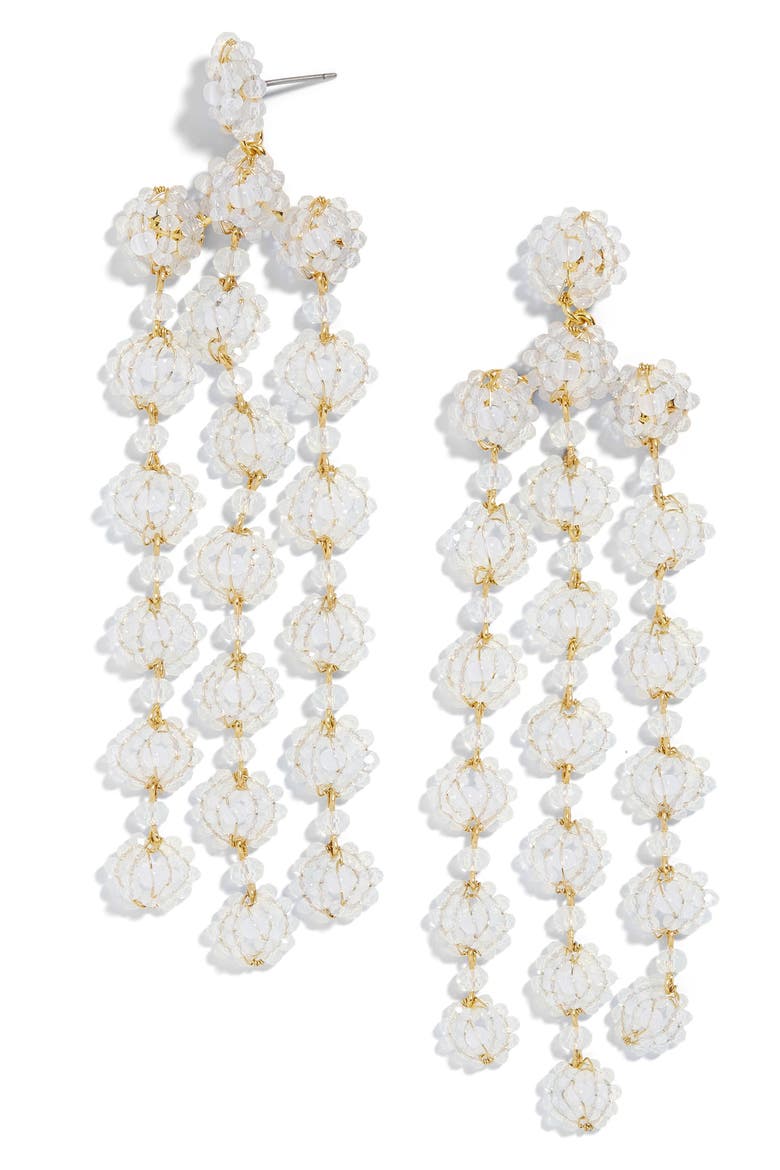 Shiori Beaded Chandelier Earrings, Main, color, WHITE