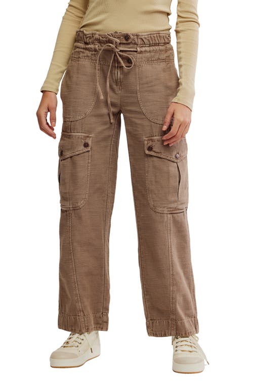 Free People Park Ave Cotton Cargo Pants In Brown