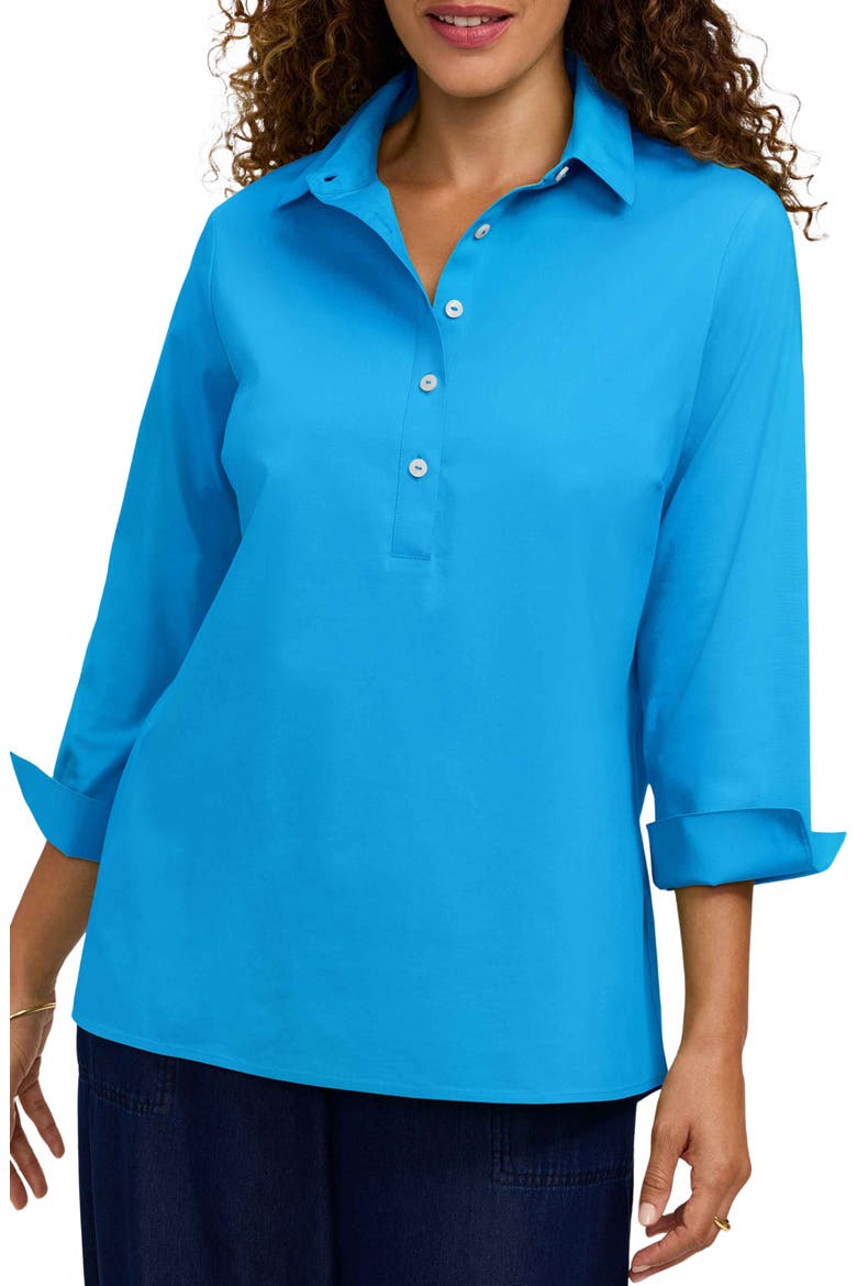 Therese Button Back Popover Shirt, Main, color, MALIBU BLUE