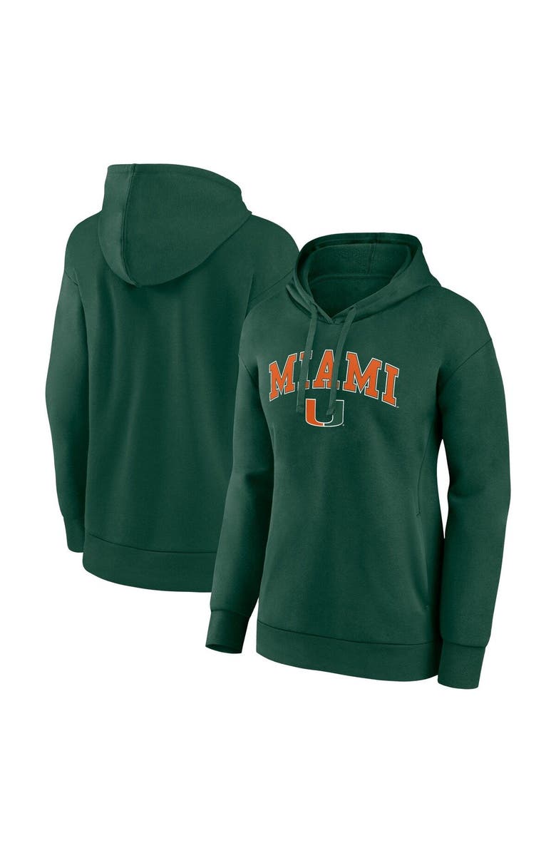 FANATICS Women's Fanatics Branded Green Miami Hurricanes Evergreen Campus Pullover Hoodie, Main, color, Green