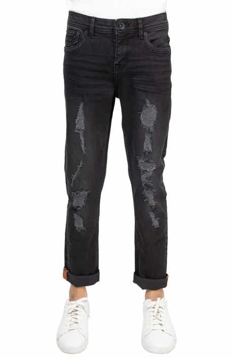 XRAY Kids' Raw X Rip & Repair Distressed Neon Stitch Jeans
