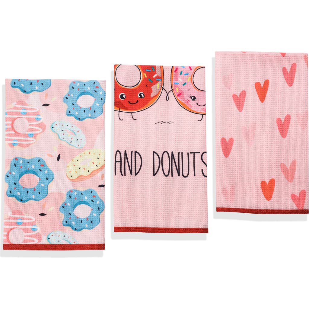 Tiramisu 3-piece Kitchen Towel Set In Pink