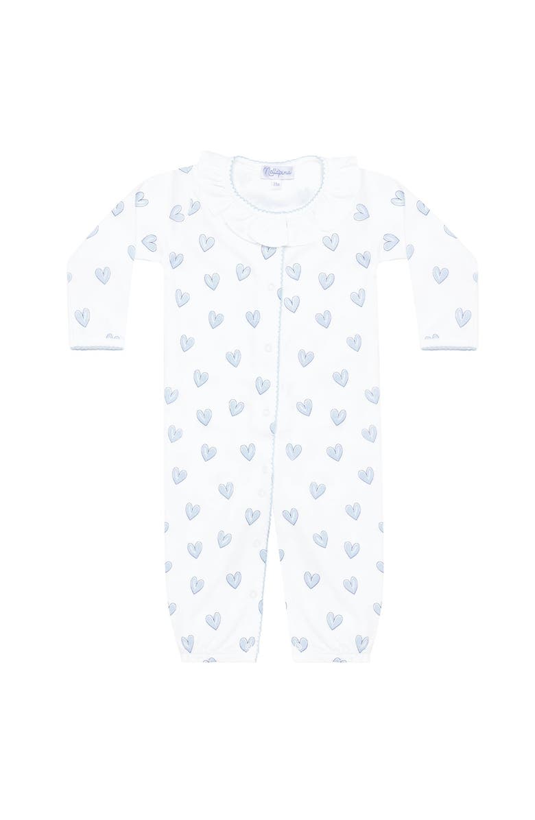 Nellapima Blue Heart Print Converter Gown - Baby, Alternate, color, Blue