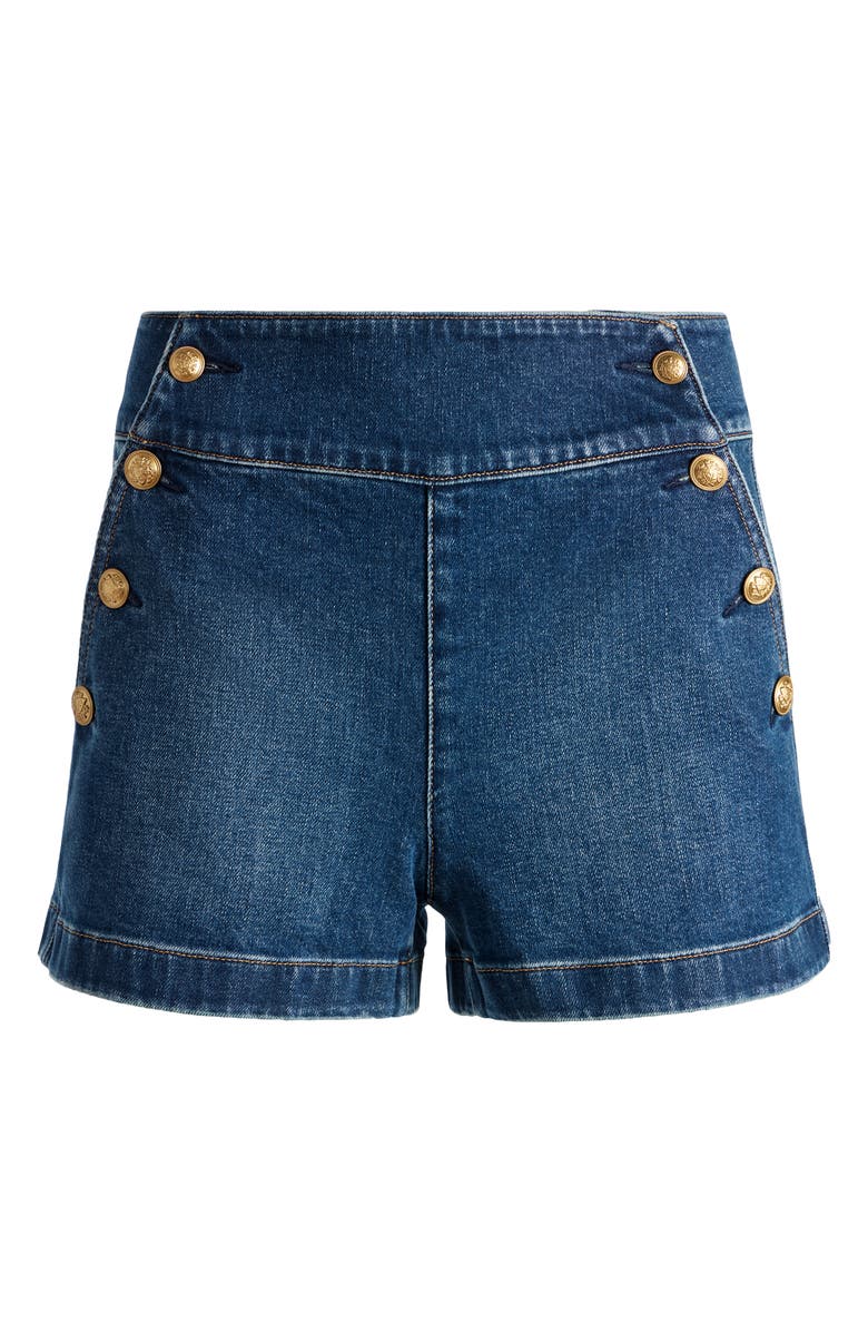 Alice + Olivia Narin Denim Sailor Shorts, Alternate, color,
