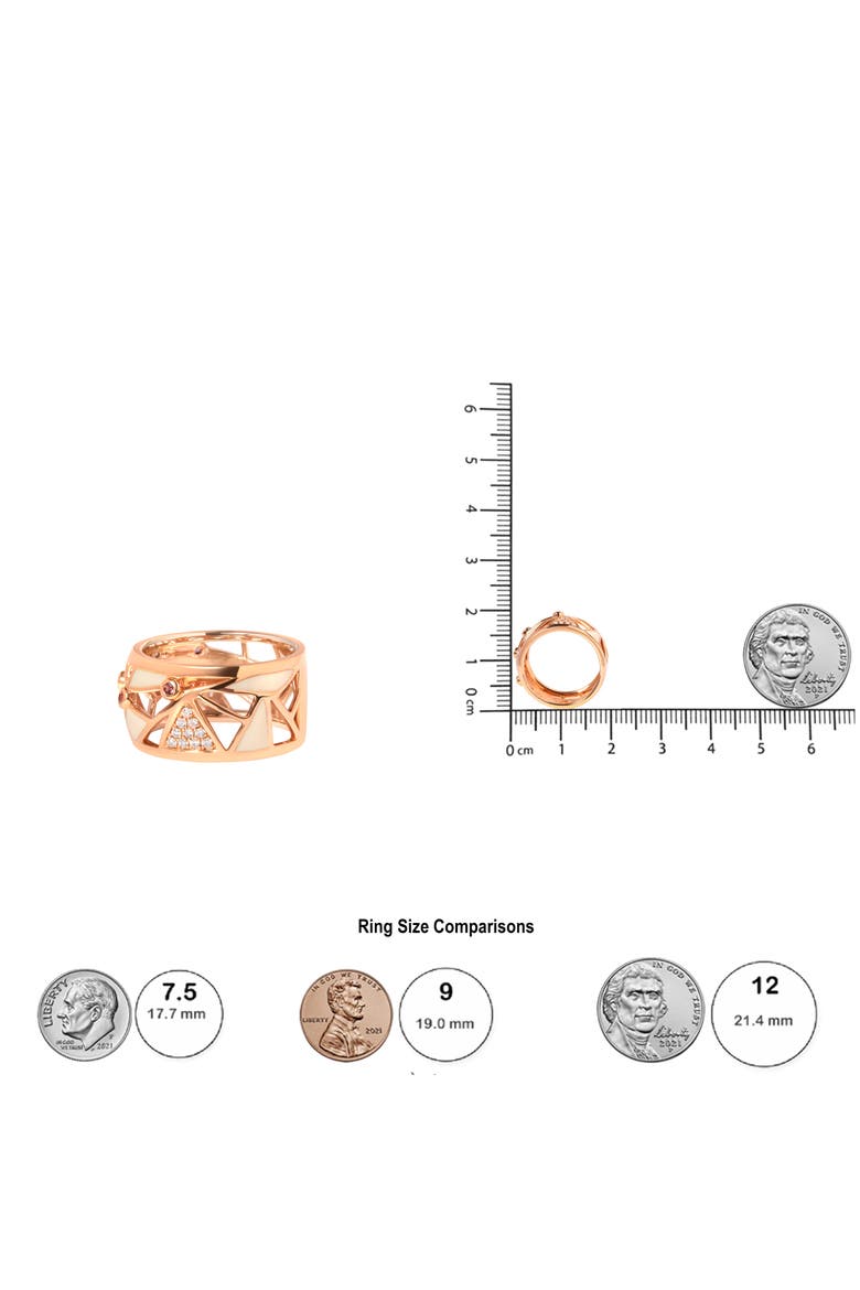 14K Gold 1/3 Cttw Diamond & Tourmaline Cigar Band Ring, Alternate, color, Pink