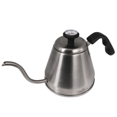 London Sip Stainless Steel Kettle W/ Beverage Thermometer, 1.2l Silver In Silver