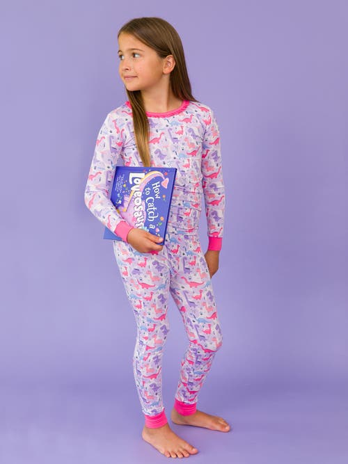 Shop Rufflebutts Softsnooze Girls Ruffle Long Sleeve Pajama Set In Sweetie-saurus
