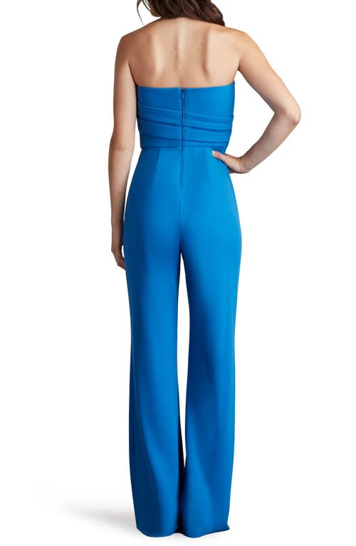 Tadashi Shoji Strapless Crepe Jumpsuit In Pacific Blue