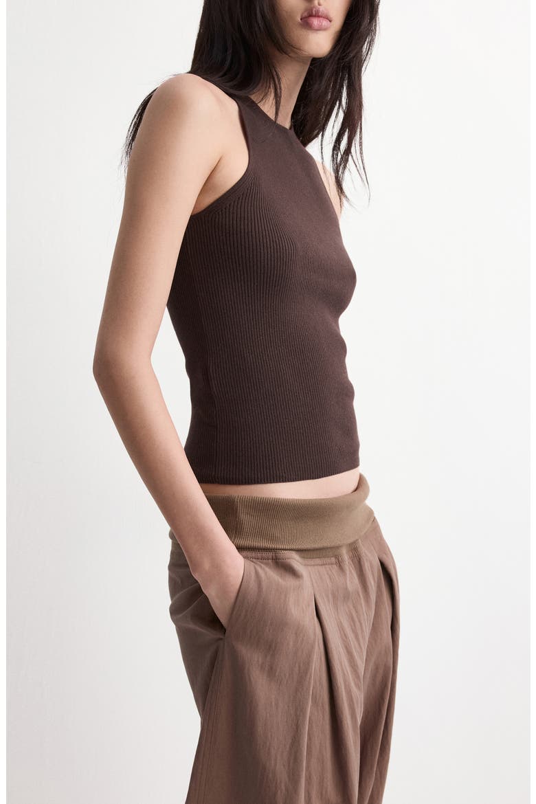 Cotton Blend Rib Sweater Tank, Main, color, CHOCOLATE