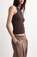 MANGO Cotton Blend Rib Sweater Tank