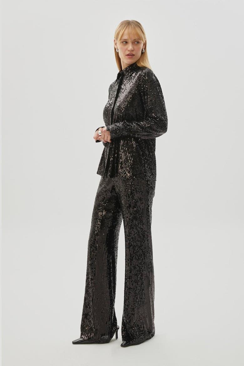Britney Sequin Detailed Shirt, Alternate, color, BLACK