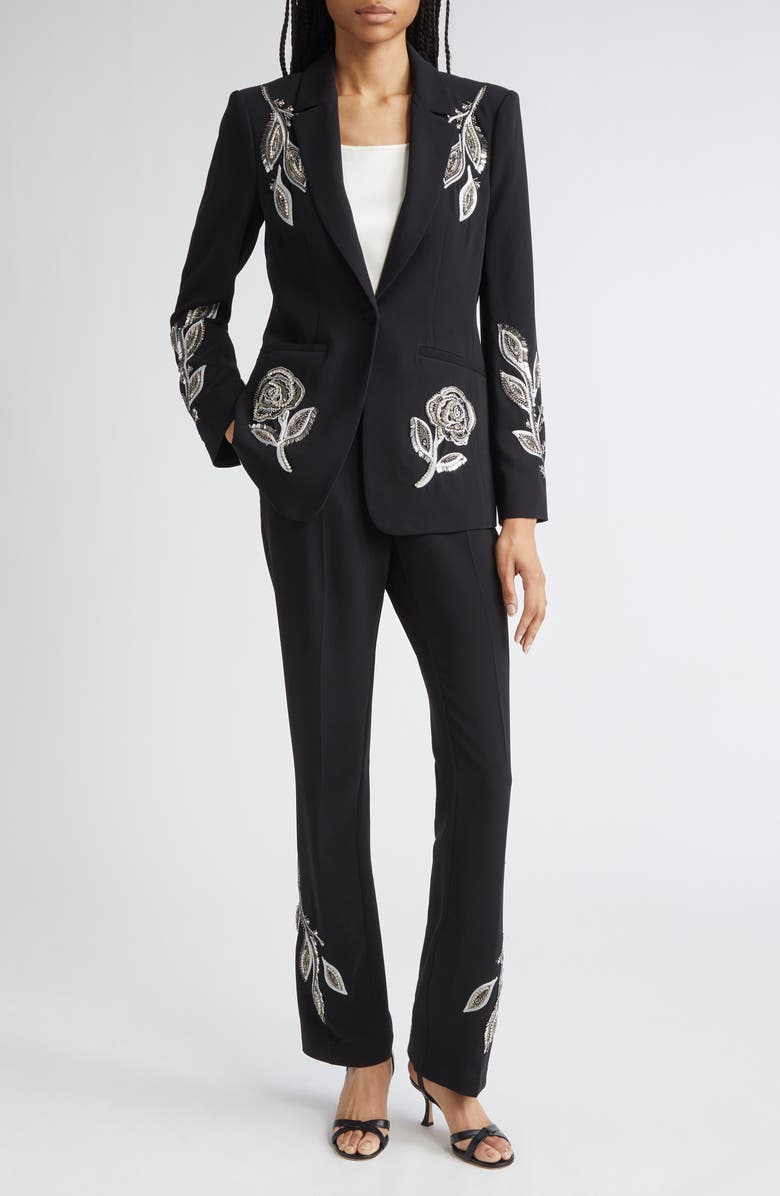 Cinq à Sept Karlie Metallic Paisley Detail Blazer, Alternate, color, Black