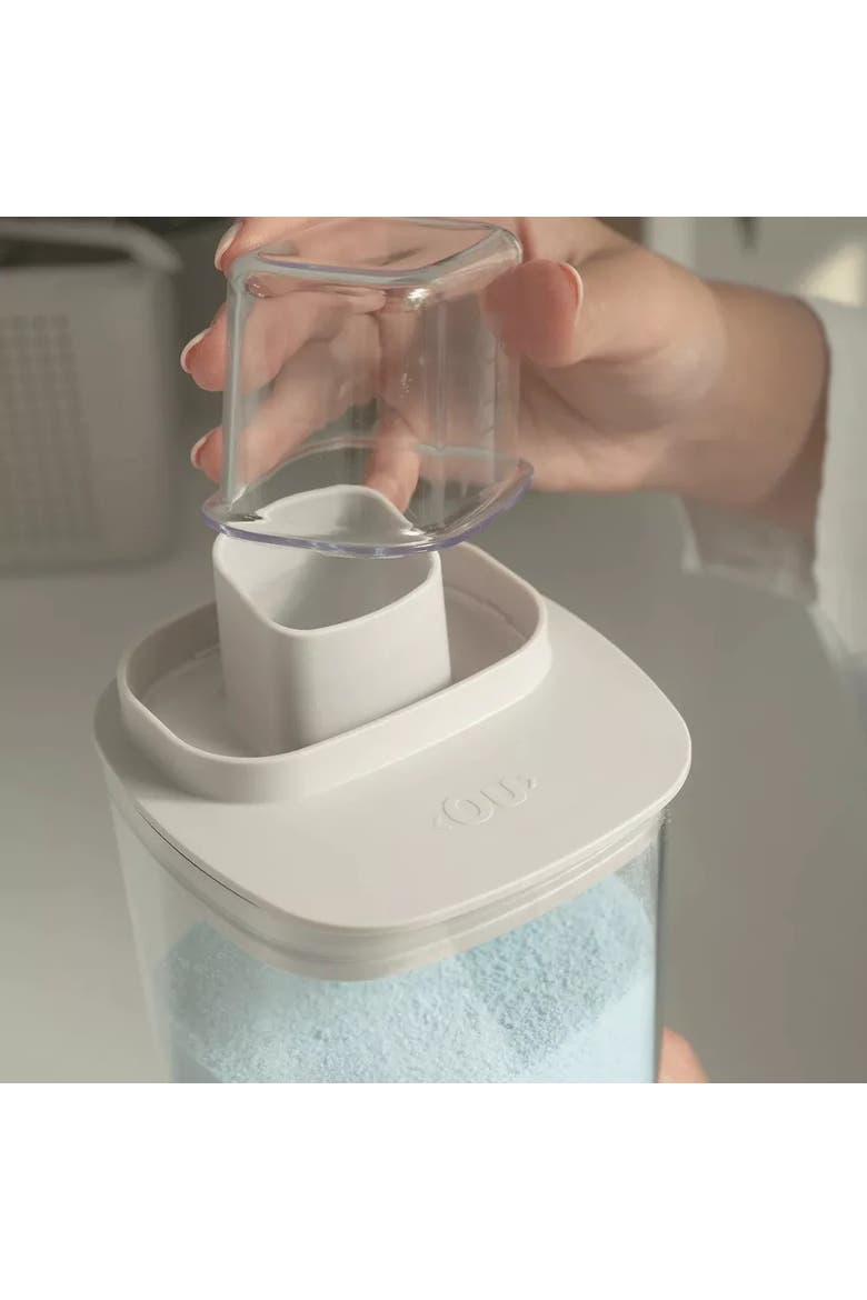 Clear Airtight Laundry Detergent Dispenser Organizer with Measuring Cap 2 Pack 34 oz and 50 oz, Alternate, color, Beige