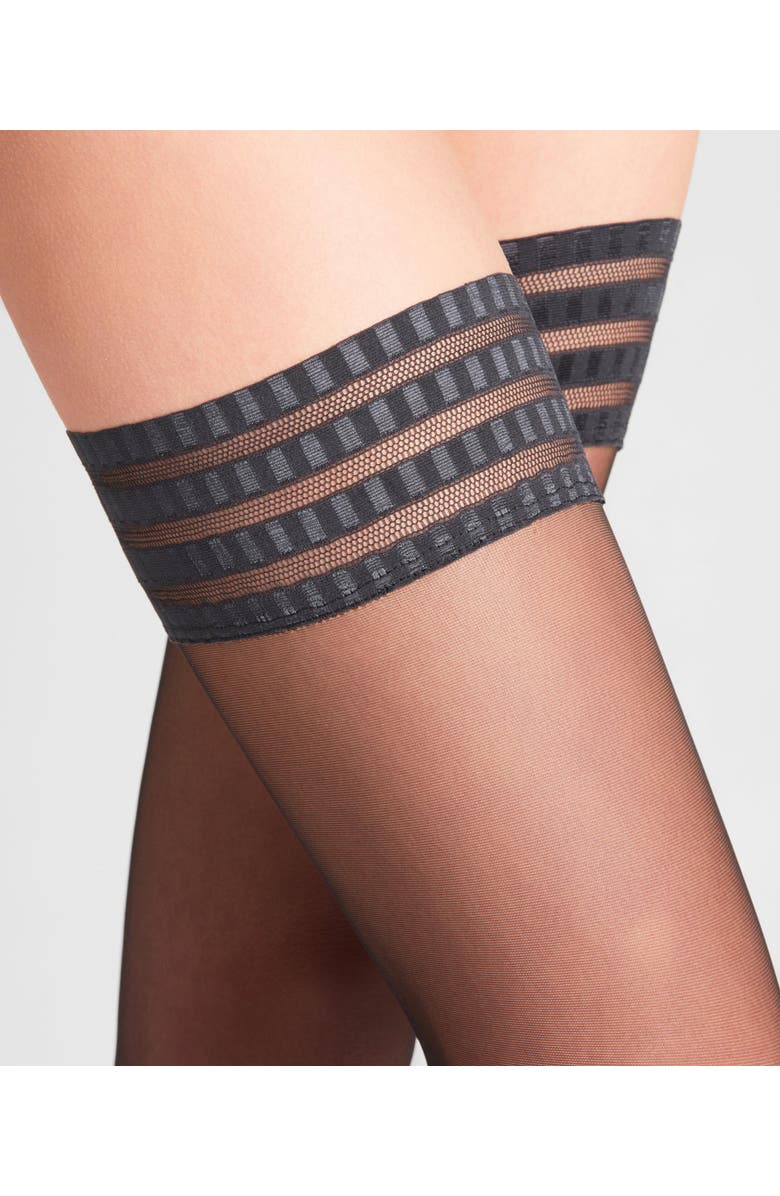 Falke Pure Matt 20 Denier Sheer Thigh Highs, Alternate, color, Black