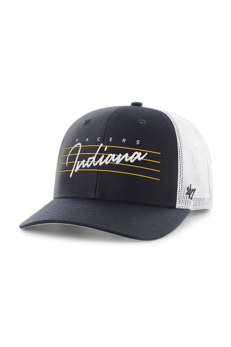 Men's '47 Navy Indiana Pacers Downburst Trucker Adjustable Hat, Alternate, color, Navy
