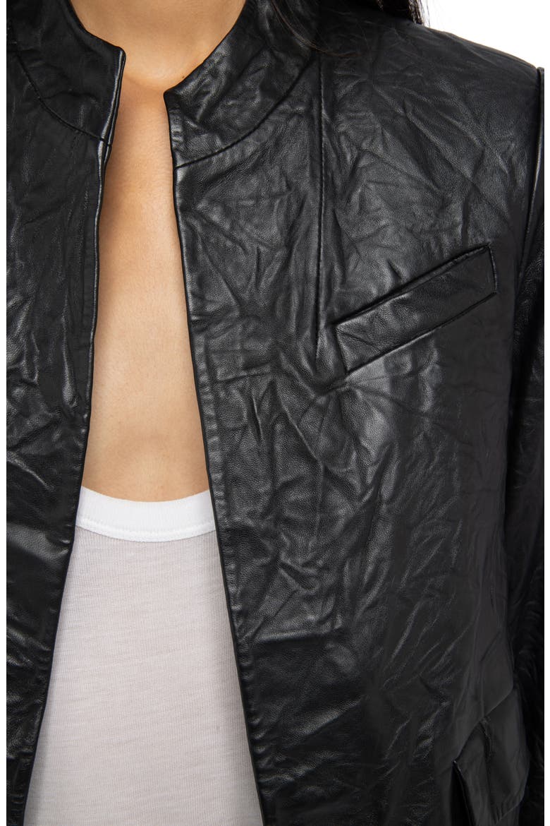 Veryn Cuir Crinkled Leather Jacket, Alternate, color, BLACK