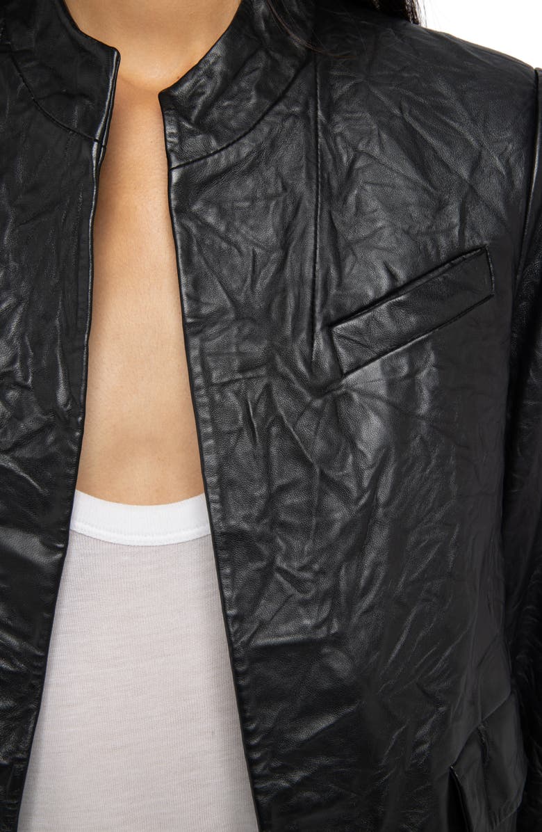 Zadig & Voltaire Veryn Cuir Crinkled Leather Jacket, Alternate, color, Black